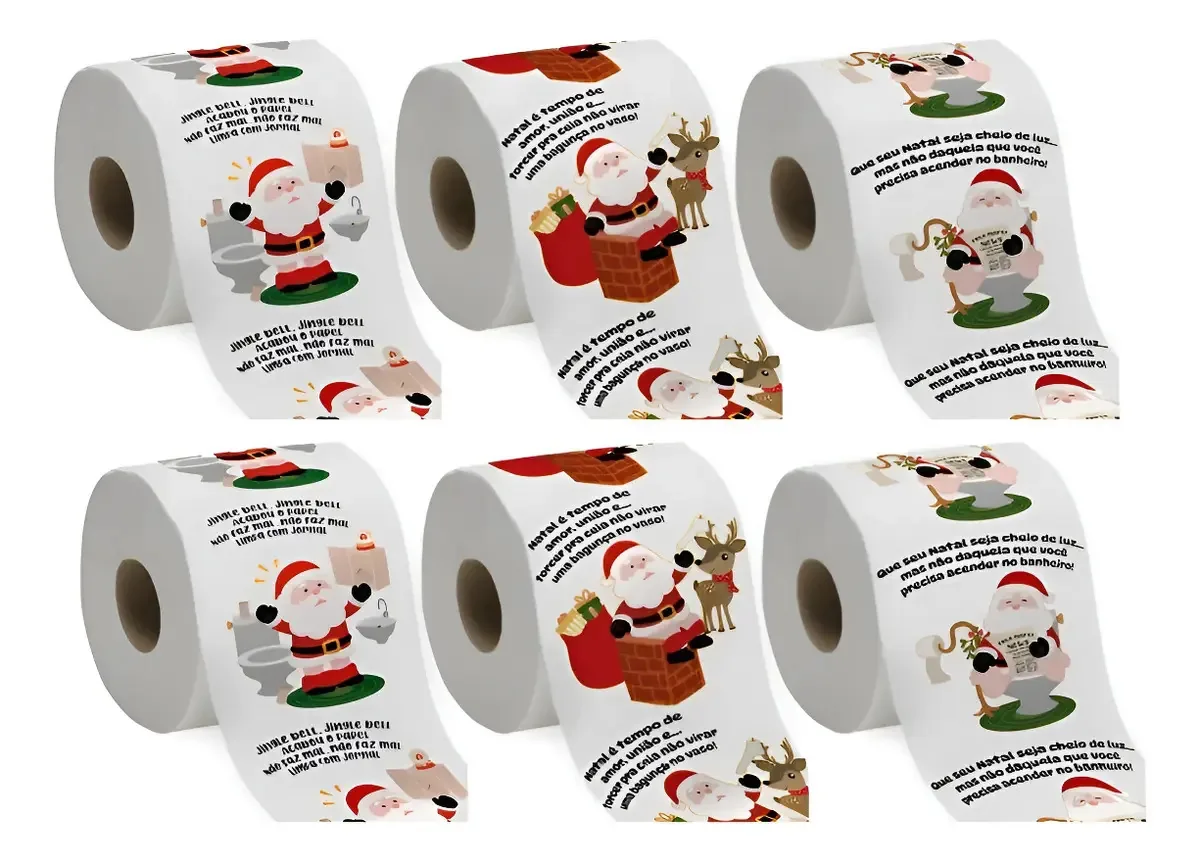 Kit 6 Papel Higiênico Papai Noel Decorativo Sonhos Natalinos