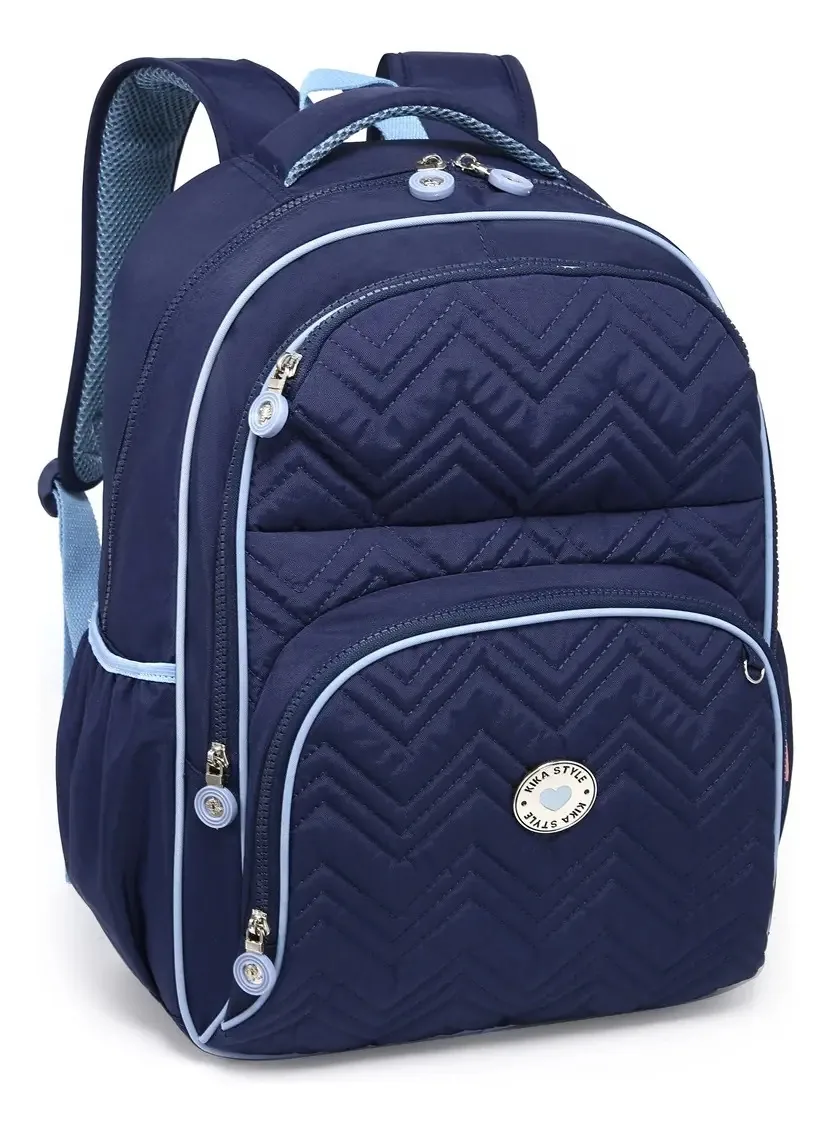 Mochila escolar Kika Mochila Kika Escolar cor azul design geométrico