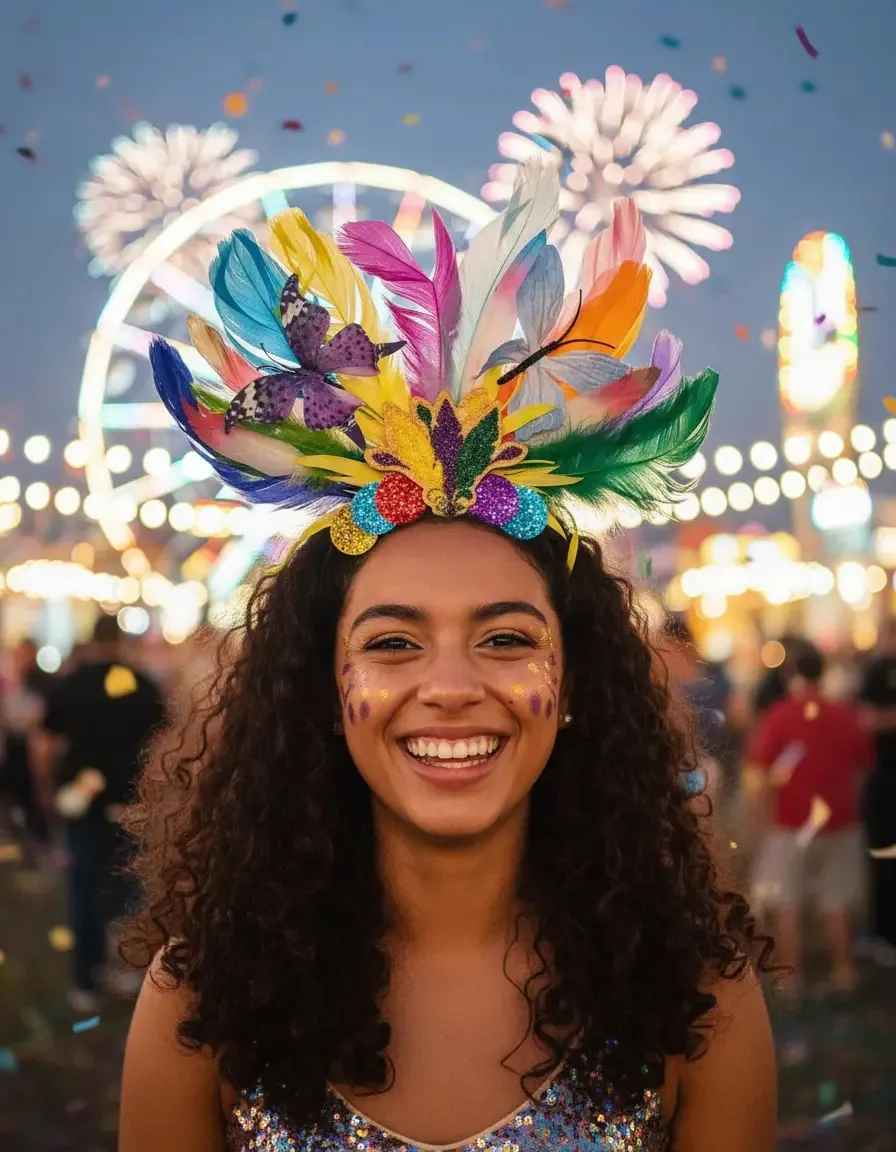 Tiara Penas Coloridas P/ Festa Carnaval E Fantasias Cosplay Cor Borboleta-pena