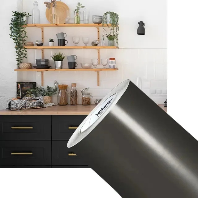 Adesivo Envelopamento Móveis Cozinha Cinza Grafite Brilho 3m