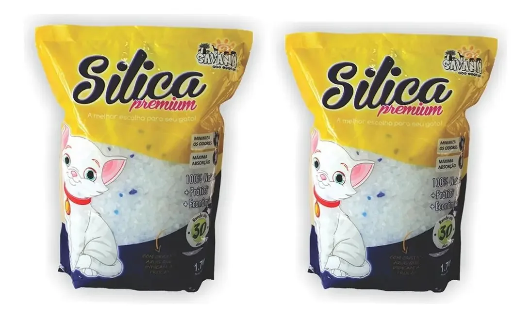 Kit 2x Areia Sanitária Savana Sílica Gel 1,5kg Grossa