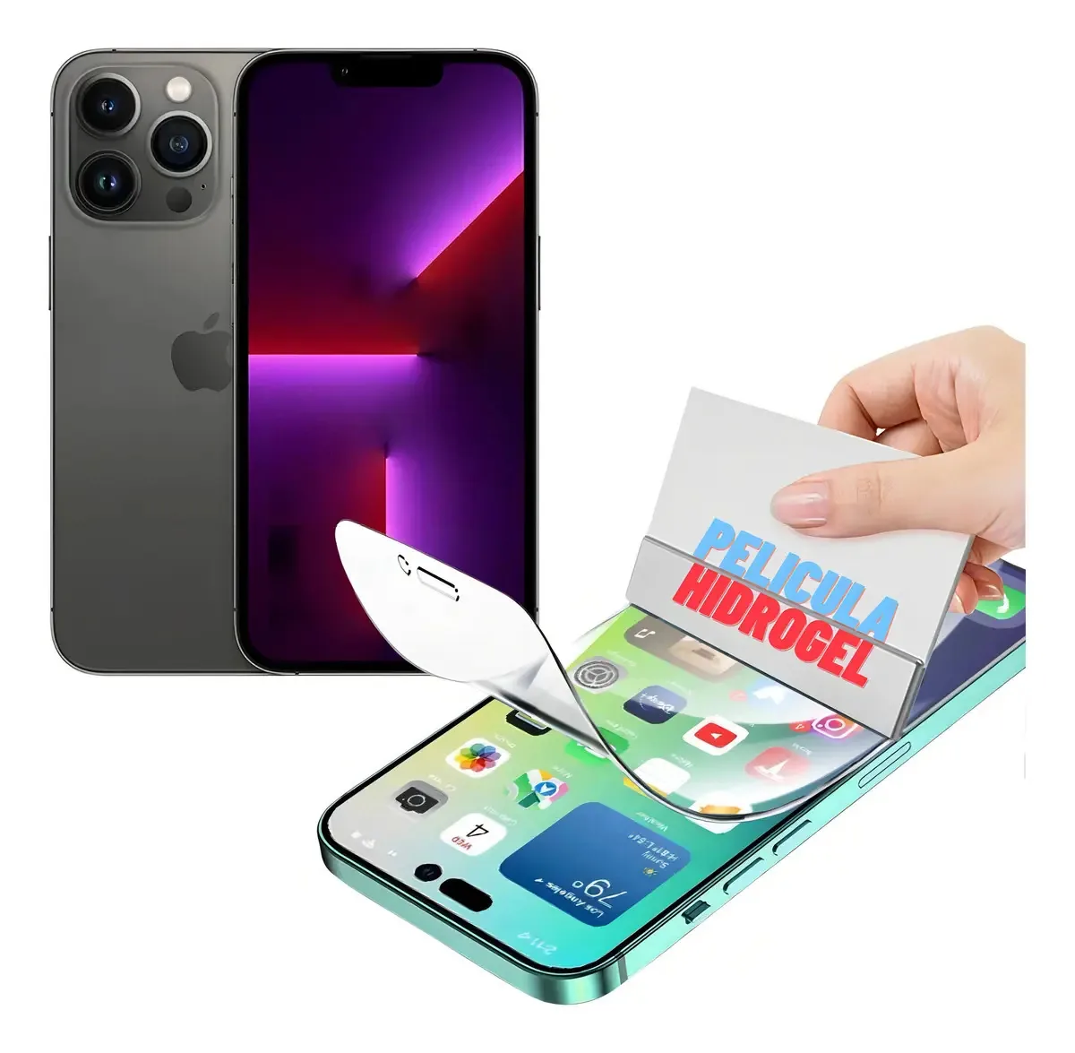 Película de Hidrogel Para iPhone 13 e 13 Pro Curvas