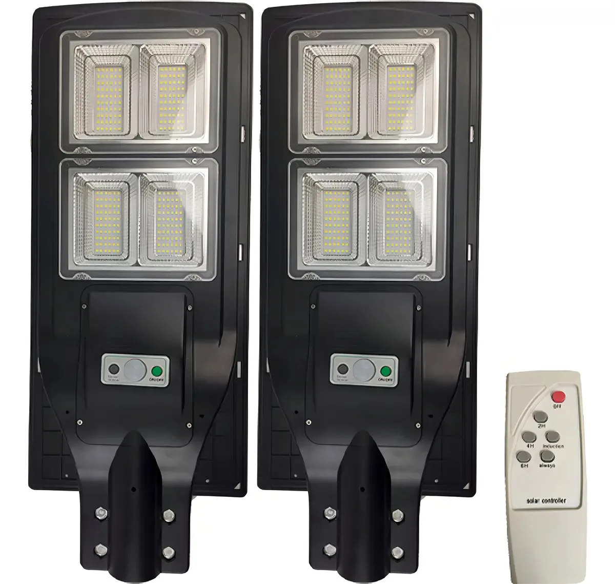 Luminaria Solar 2 Unidades Poste 240w Led Controle E Sensor