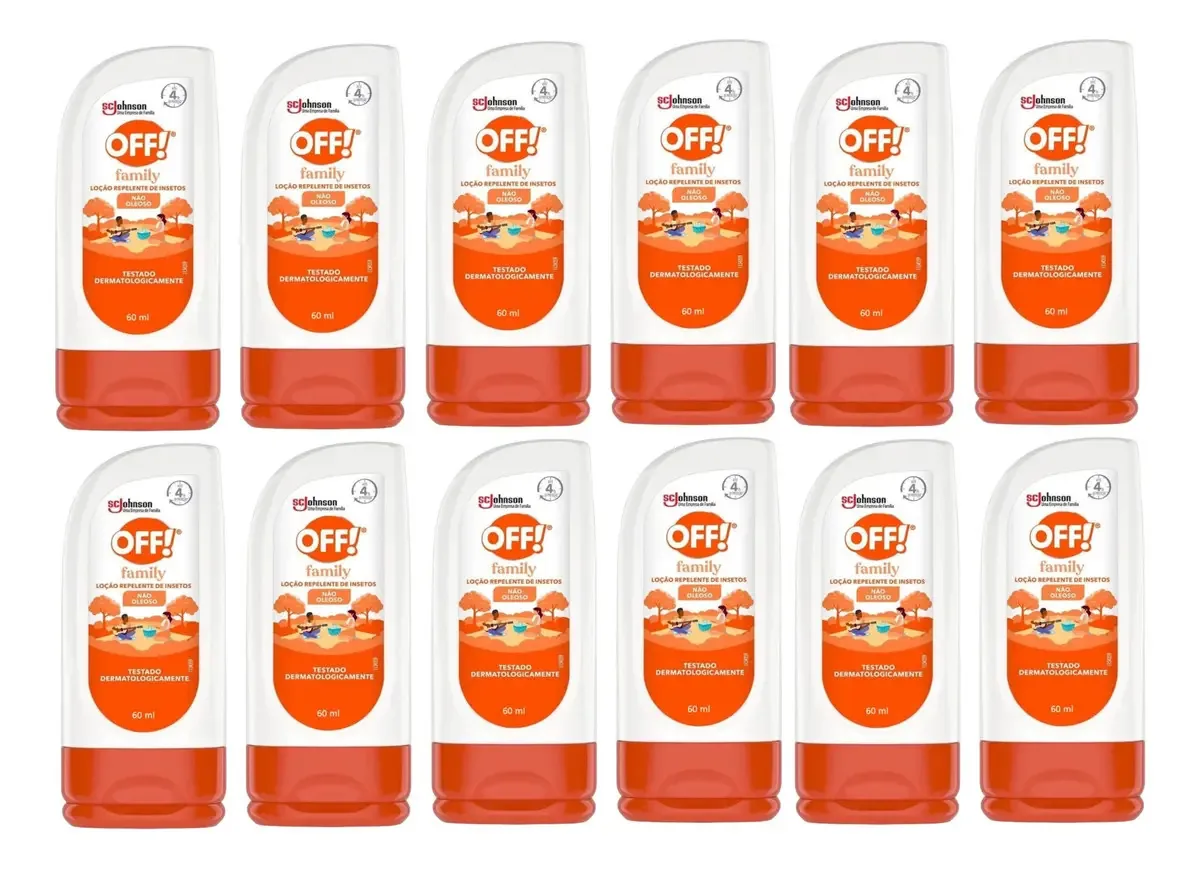 Kit 12 Un Loção Repelente Off Family 60ml Insetos Mosquitos