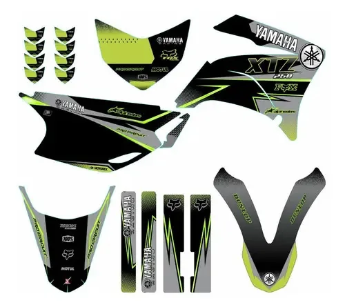 Kit Gráfico Adesivo Carenagem Lander Xtz 250 0,20mm Verde