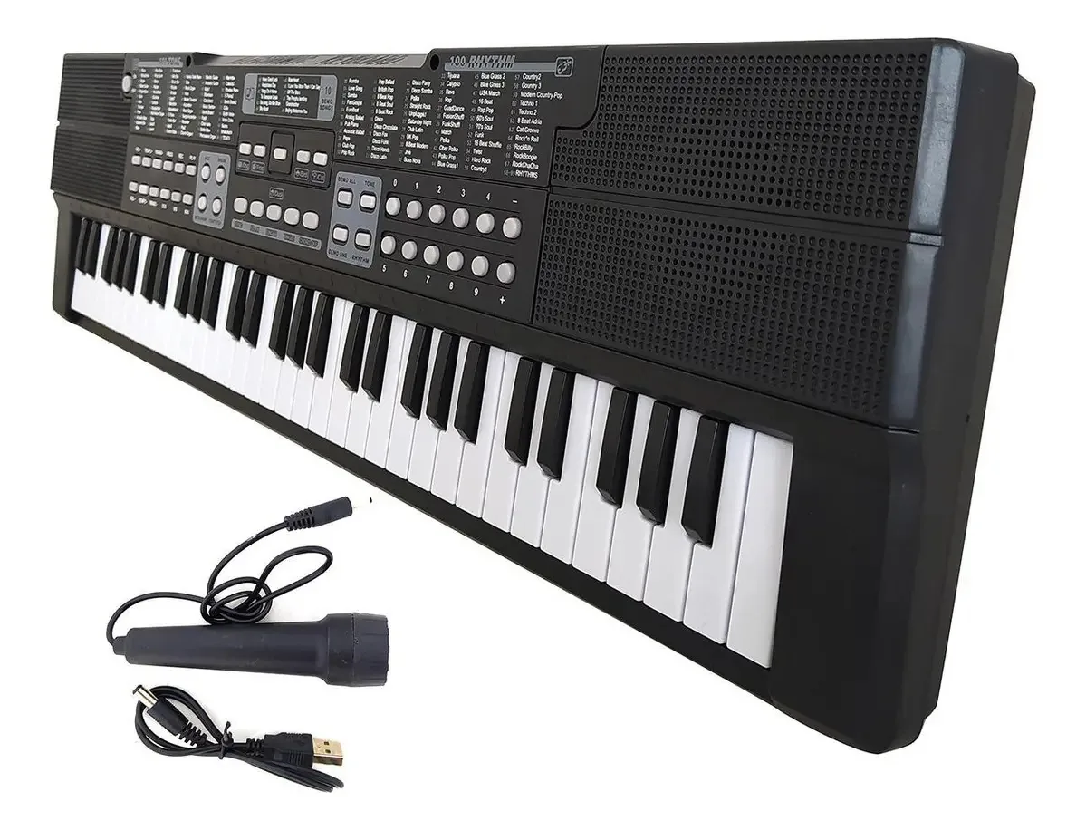 Teclado Infantil/adulto Piano Elétrico 61 Teclas E Microfone