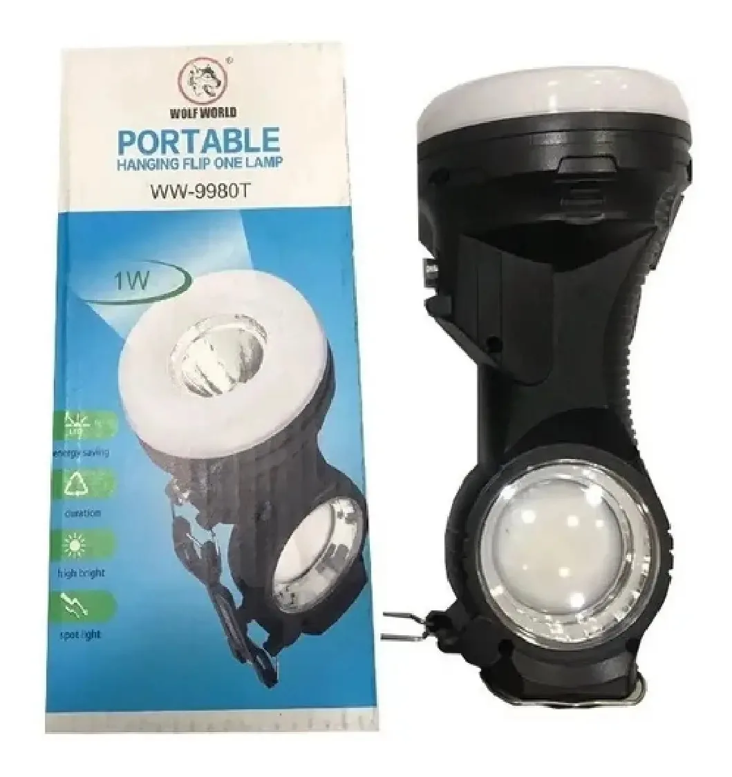 Lanterna Led Portátil Recarregável Energia Solar Prov D'água Cor da lanterna Preto
