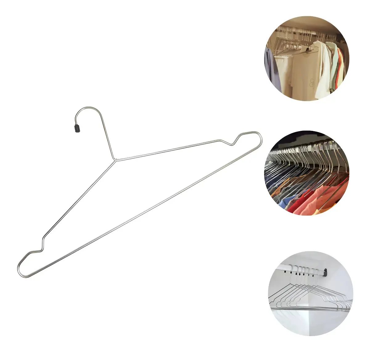 Kit 10 Cabides Cromados Cava Tintureiro Metálico Resistente Cor Infantil