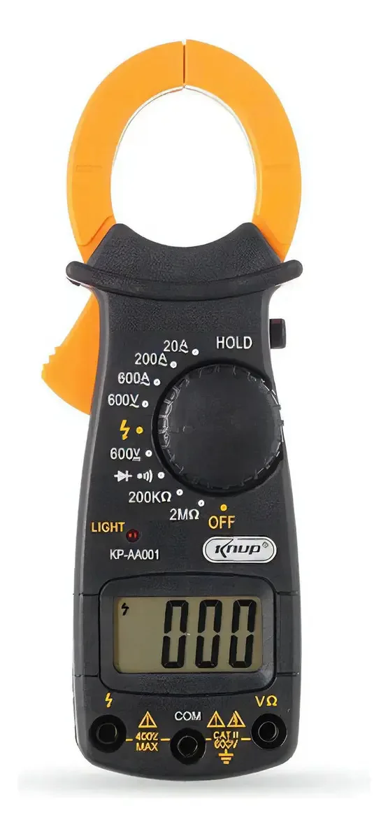 Alicate Amperímetro Digital Knup KP-AA001 600A 600V Medição Temperatura