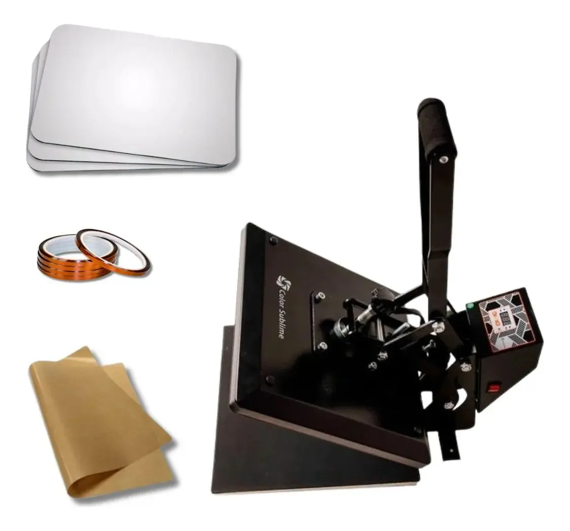 Prensa Térmica Plana 38x38 + Mousepads + Fita Térmica