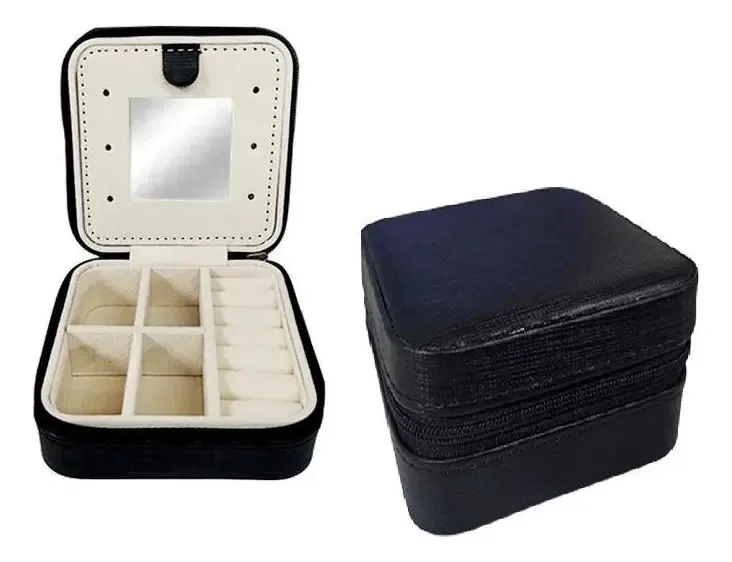 Mini Porta Joias Preto Viagem Bolsa, Anel, Colar, Brinco