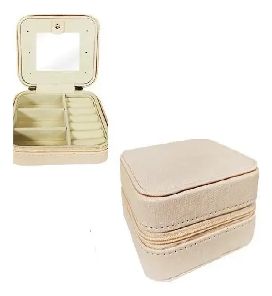 Mini Porta Joias Rosa Viagem Bolsa, Anel, Colar, Brinco
