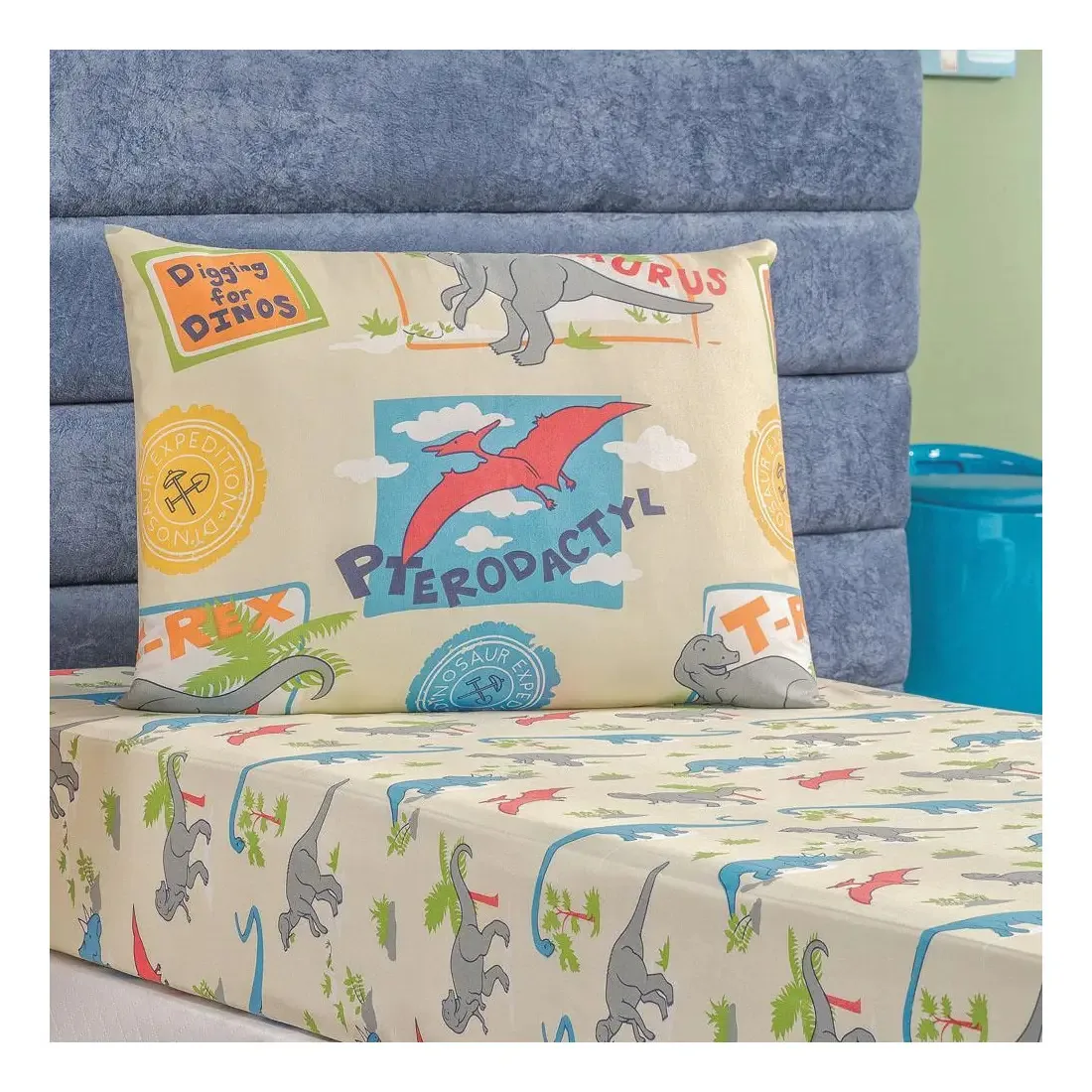 Jogo Cama Lençol Fantasy Solteiro Microfibra 2pçs Dinossauro