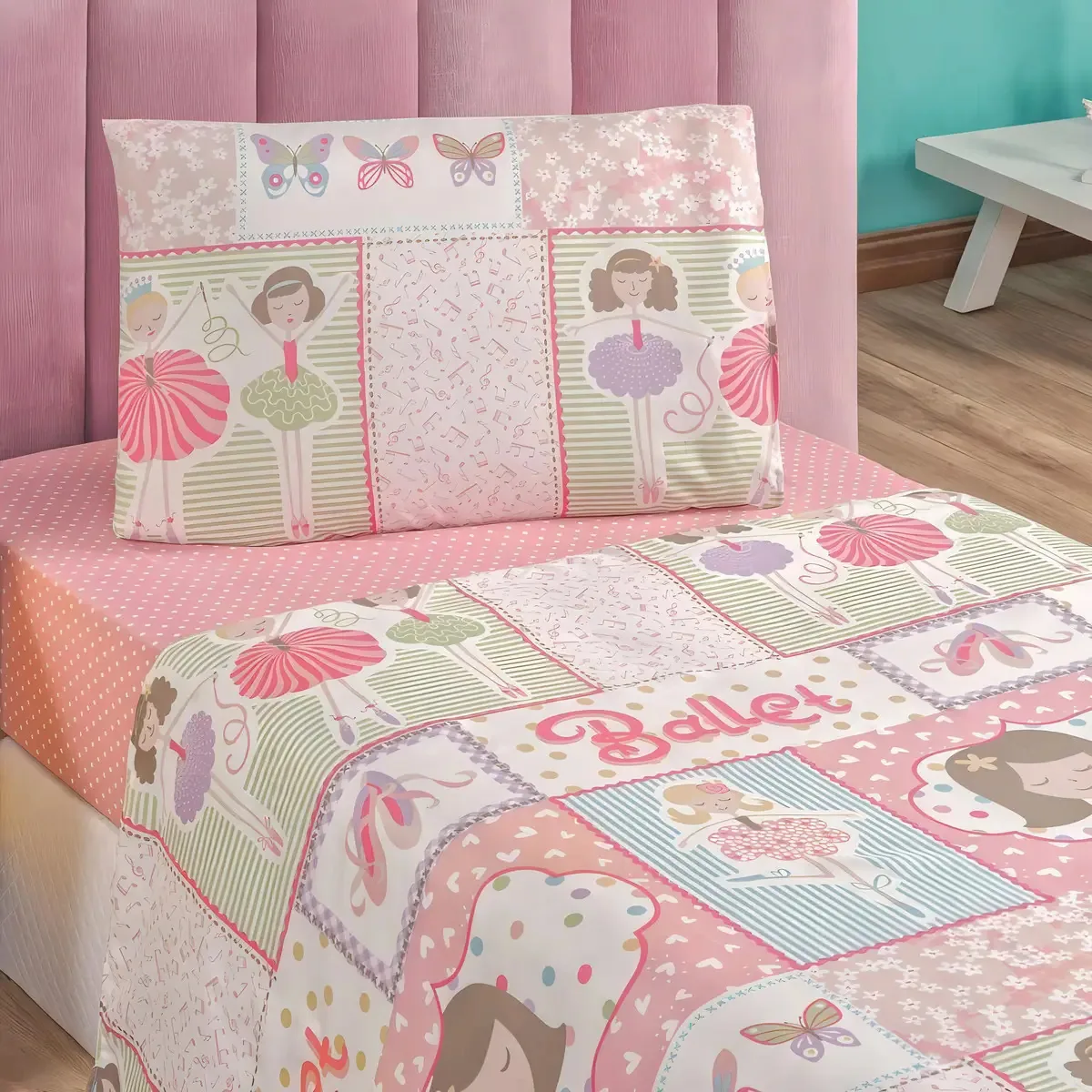 Jogo Cama Lençol Fantasy Solteiro 3pçs Bailarina Balé