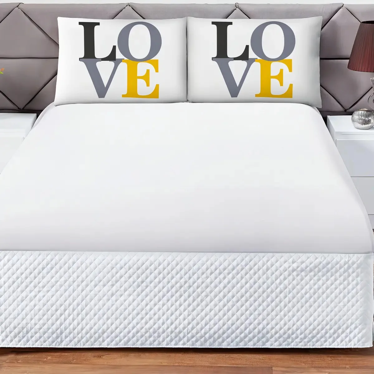 Jogo Cama Lençol Shine Queen 3pçs Love Branco