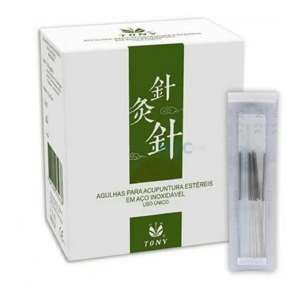 Agulhas de Acupuntura Tony 0,25x40mm Aço Inoxidável com Mandril - Kit 100 Unidades