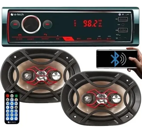 Som Automotivo Bluetooth + 02 Auto Falantes 6x9 Polegadas
