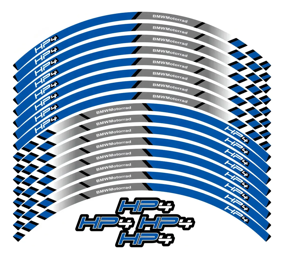 Faixas Refletivas Decalx Compatíveis Com Moto BMW S1000RR HP4 Azul Prata
