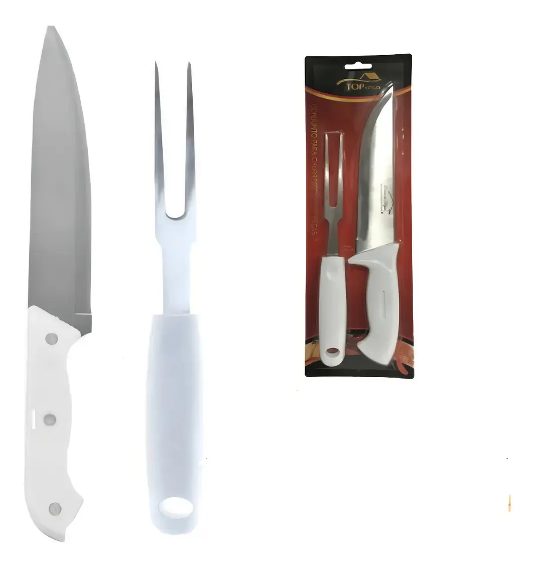 Kit 2 Peças Para Churrasco Faca E Garfo