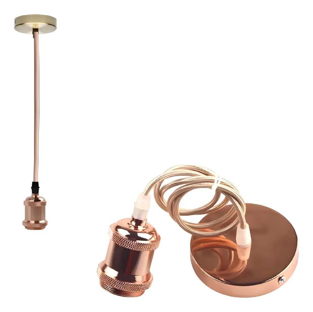 Pendente E-Luminárias Vintage Rose Gold Teto Soquete E27 Decoração
