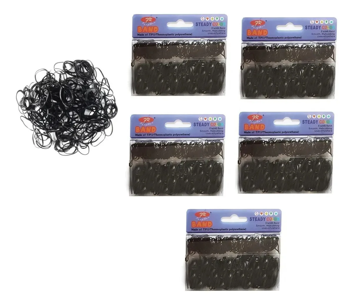 600 Unidades Xuxinha Elásticos De Silicone Preta Cabelo