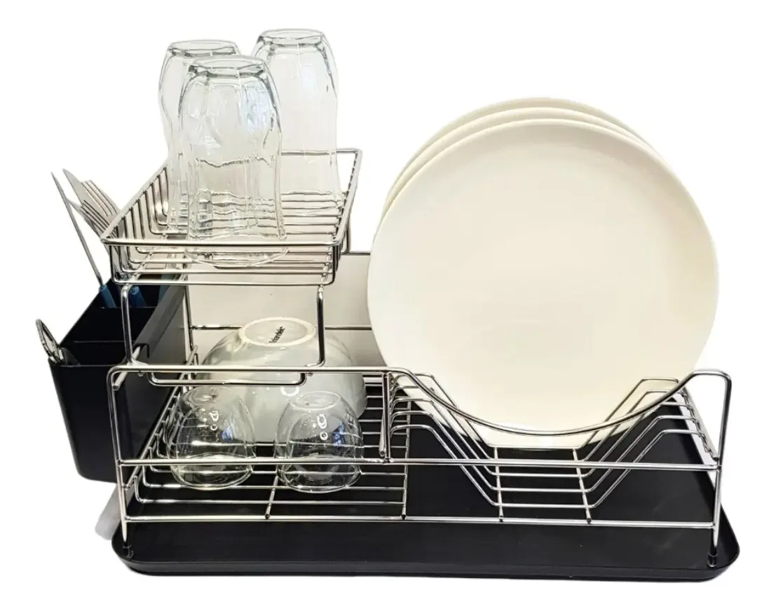 Escorredor De Louça Cozinha Suspensa Premium 2 Andares Inox