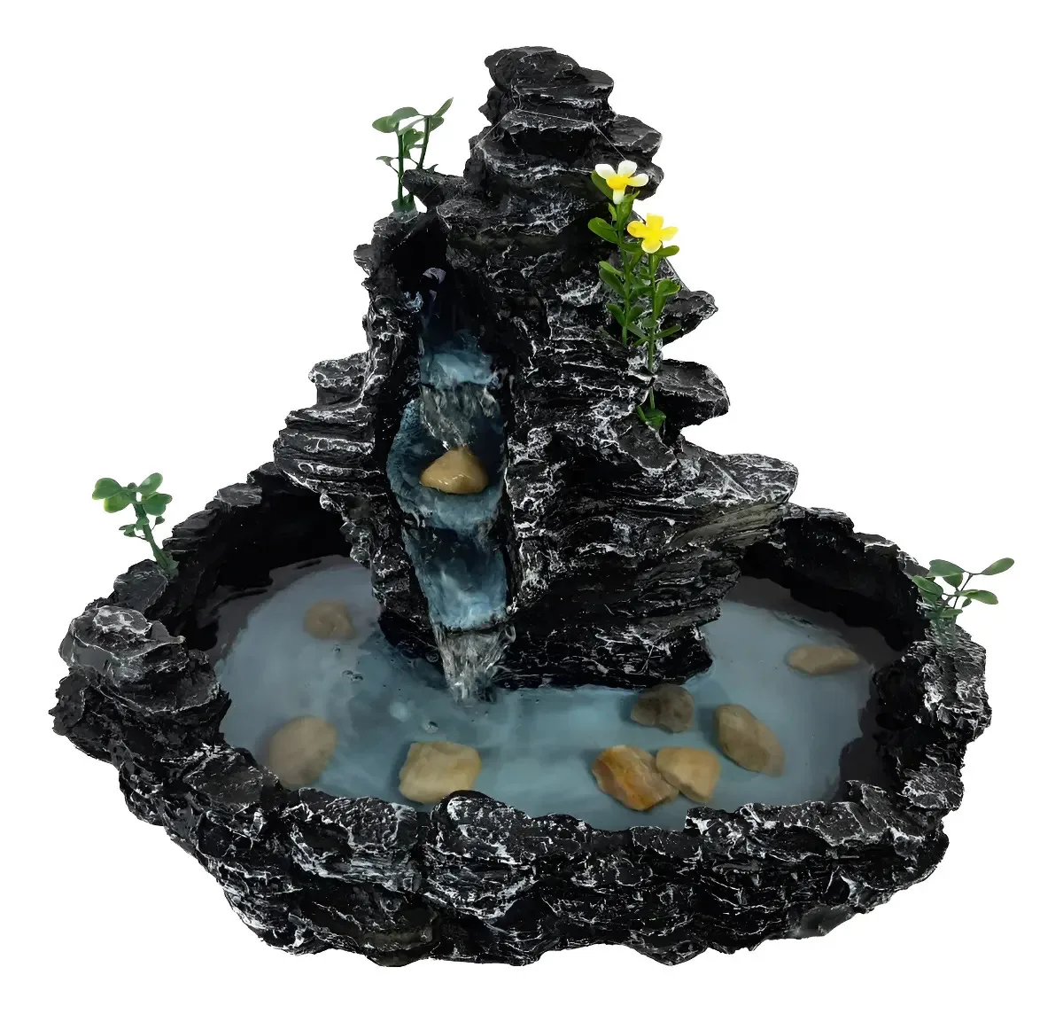 Fonte Decorativa De Água Cascata Preta Imita Pedra