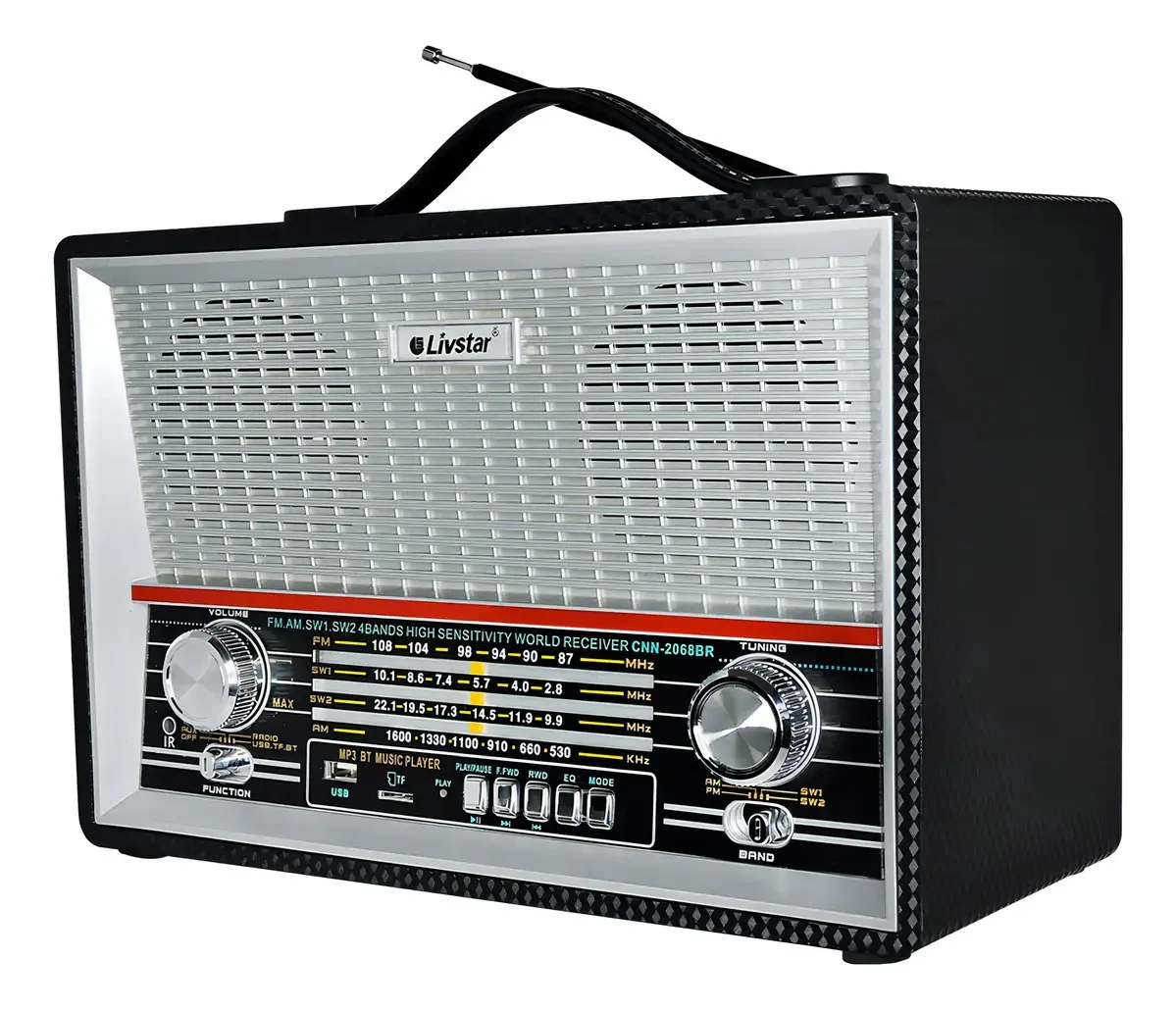 Rádio Am Fm Portátil Retro Recarregável Vintage Livstar Com Entrada Usb