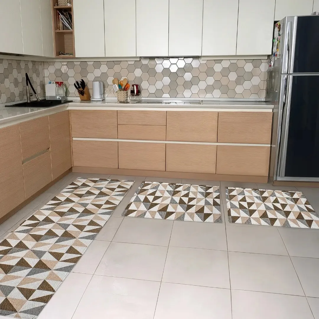 Kit Tapetes E Passadeira Jacquard Antiderrapante 3 Peças