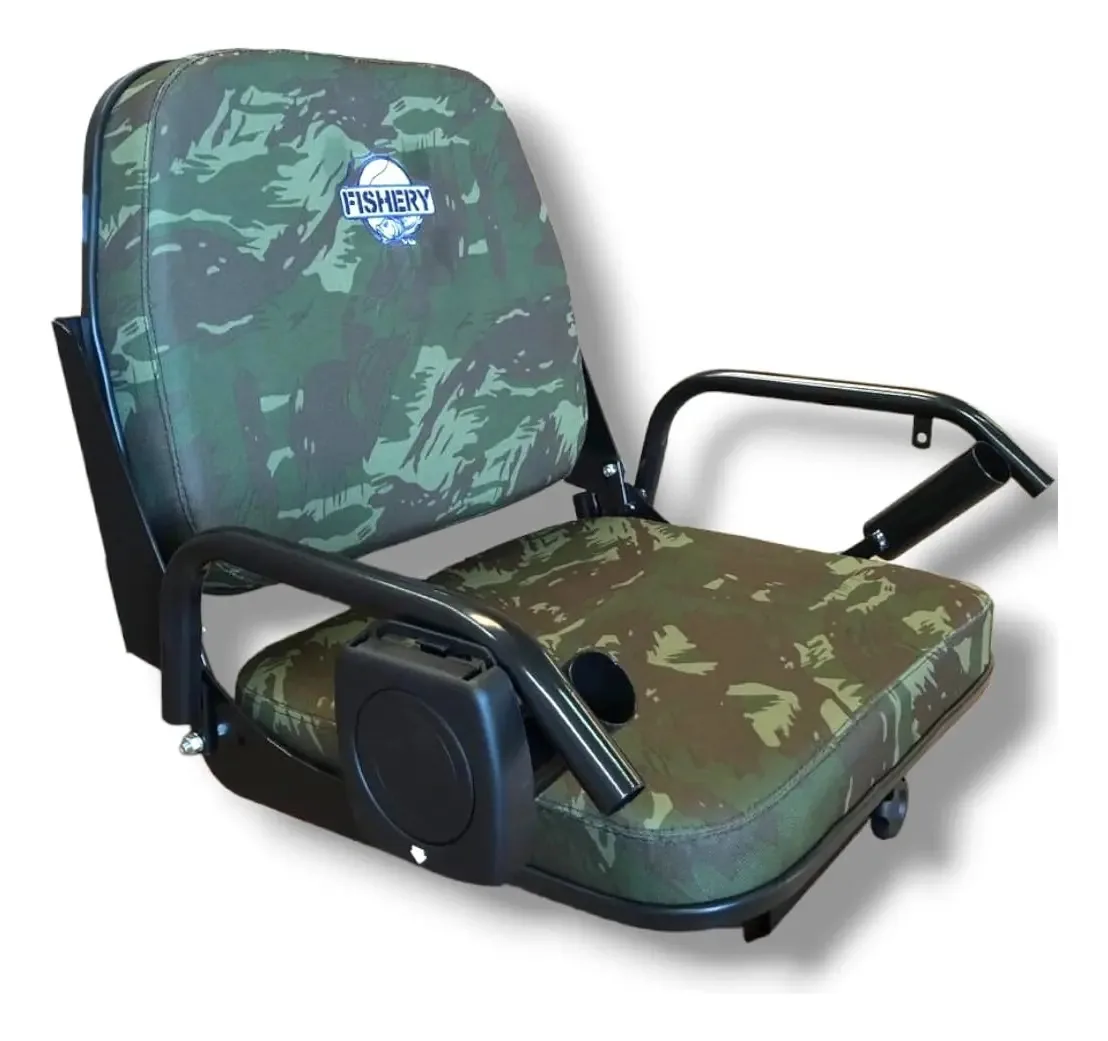 Cadeira De Barco Completa Com Acessórios - Camuflada! Cor Verde