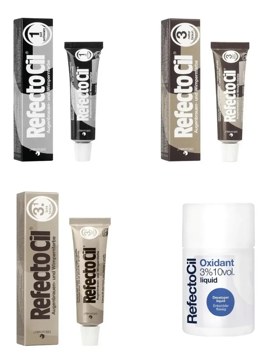 Kit Tintura Refectocil Sobrancelhas E Cilios 3 Cores + 1 Ox