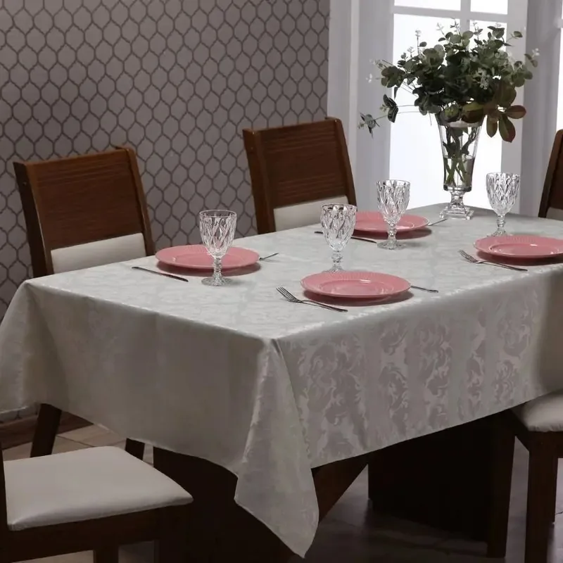 Forro Mesa Jacquard Retangular 8 Lugares Palha 24h Palha