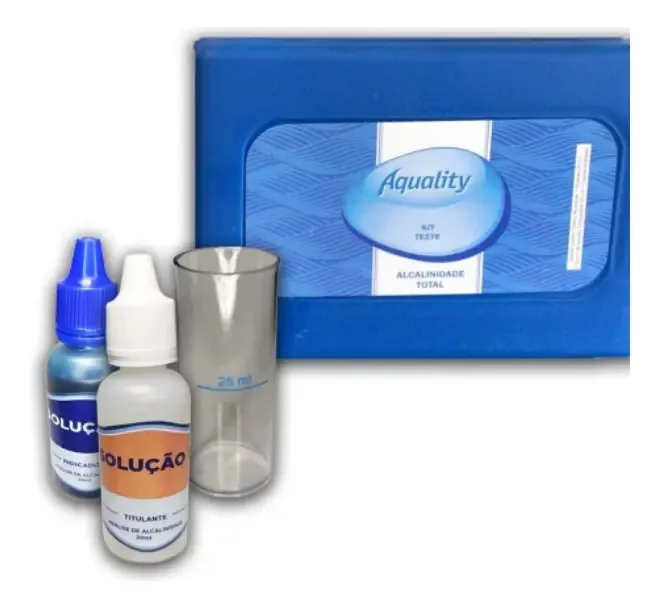 Kit Teste Alcalinidade Aquality para Piscinas com Estojo e Reagentes