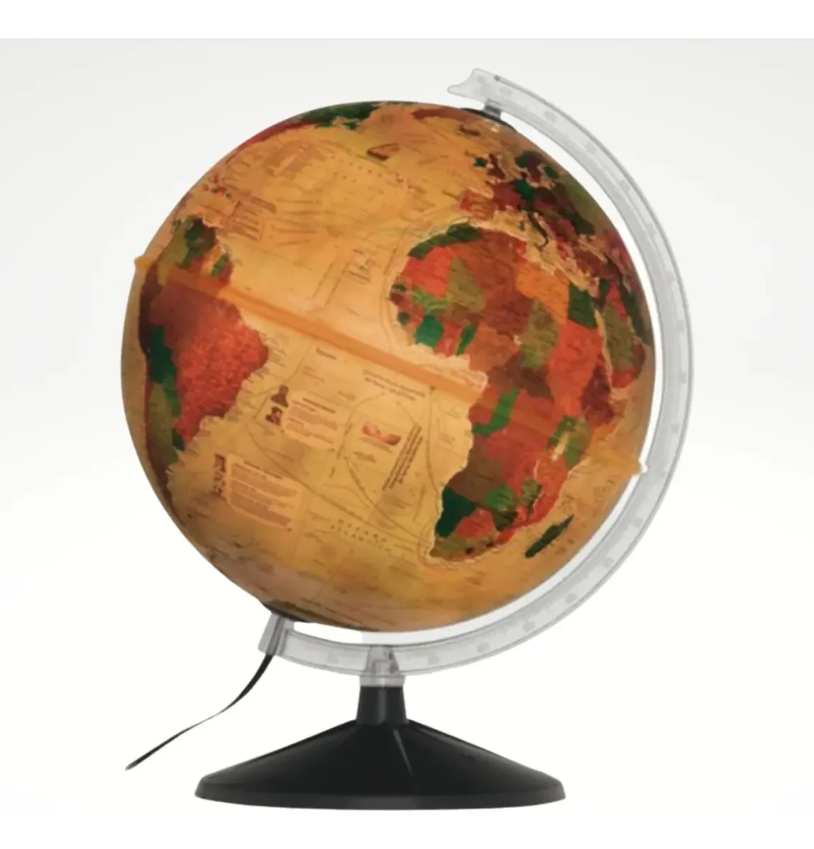 Globo Histórico Físico E Político Iluminado 30cm Abajur