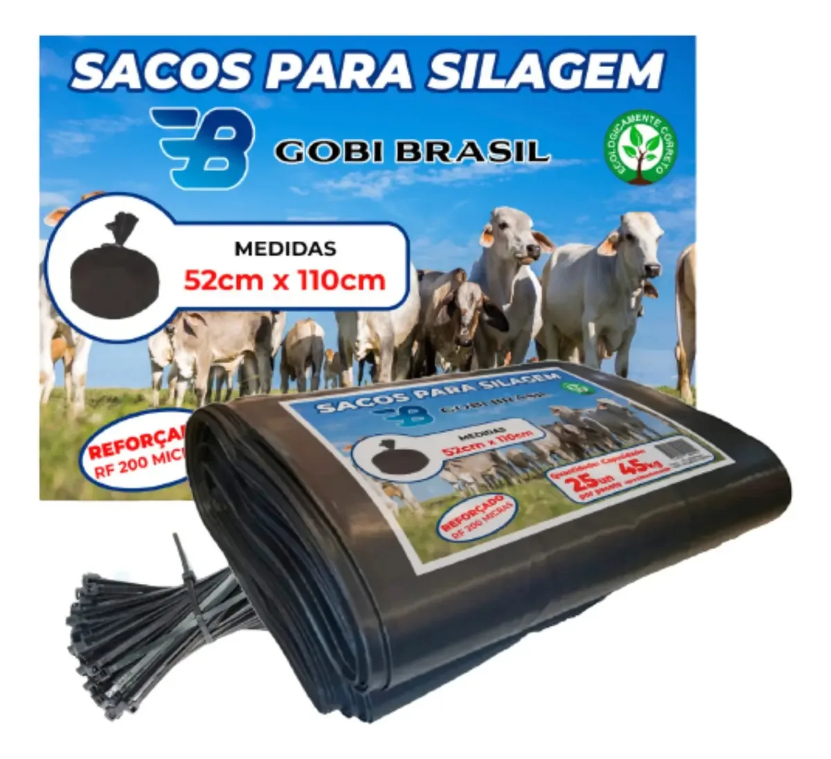 Saco Para Silagem 52x110 500un 200 Micras+500 Abç 24hs