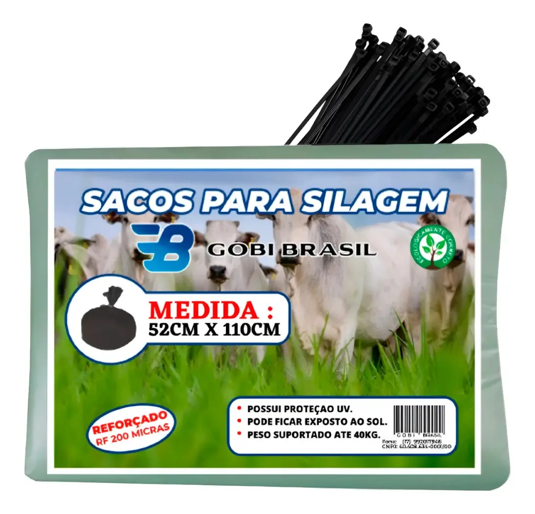 Gobi Brasil Saco Para Silagem Silo Fardo Com 500 Un + 500 Abraçadeiras