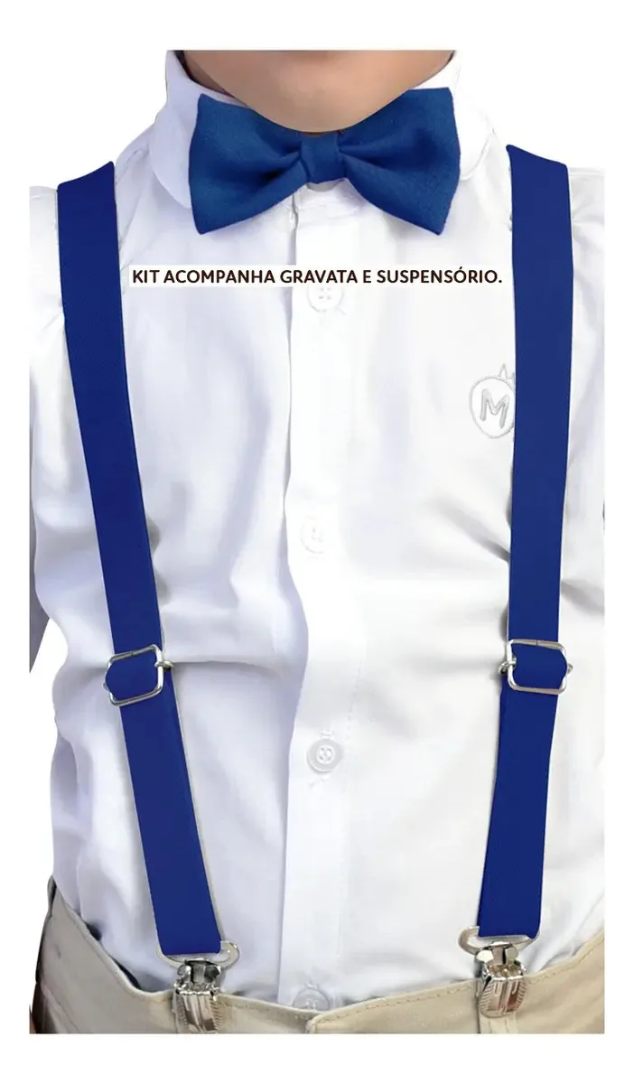Kit Suspensório E Gravata Infantil Atacado Cor Azul royal