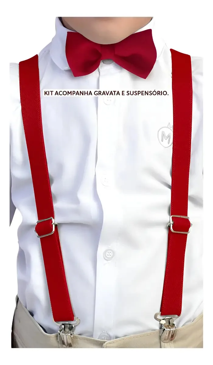 Kit Suspensório E Gravata Infantil Atacado Cor Vermelho