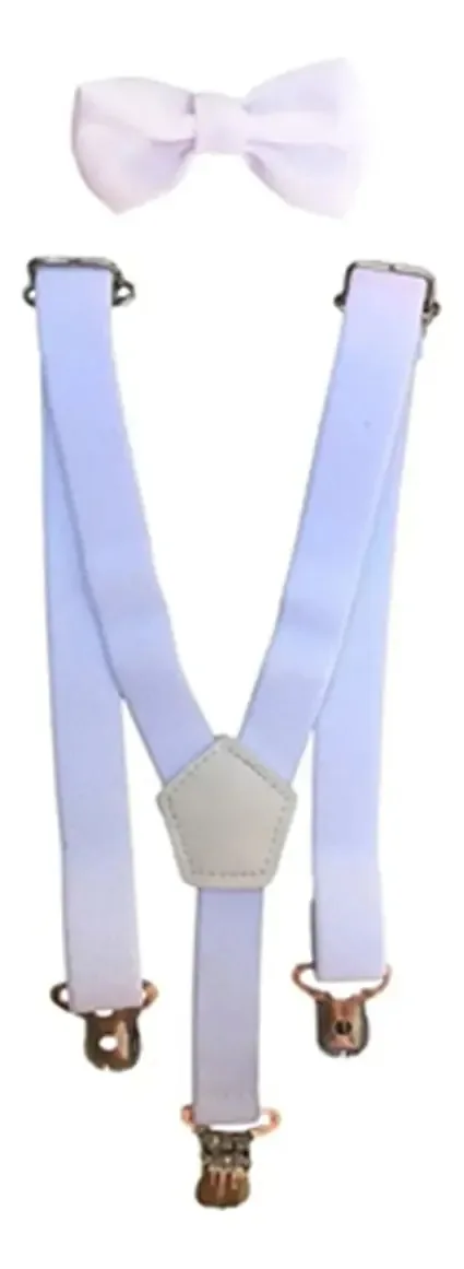 Kit Suspensório E Gravata Infantil Atacado Cor Branco