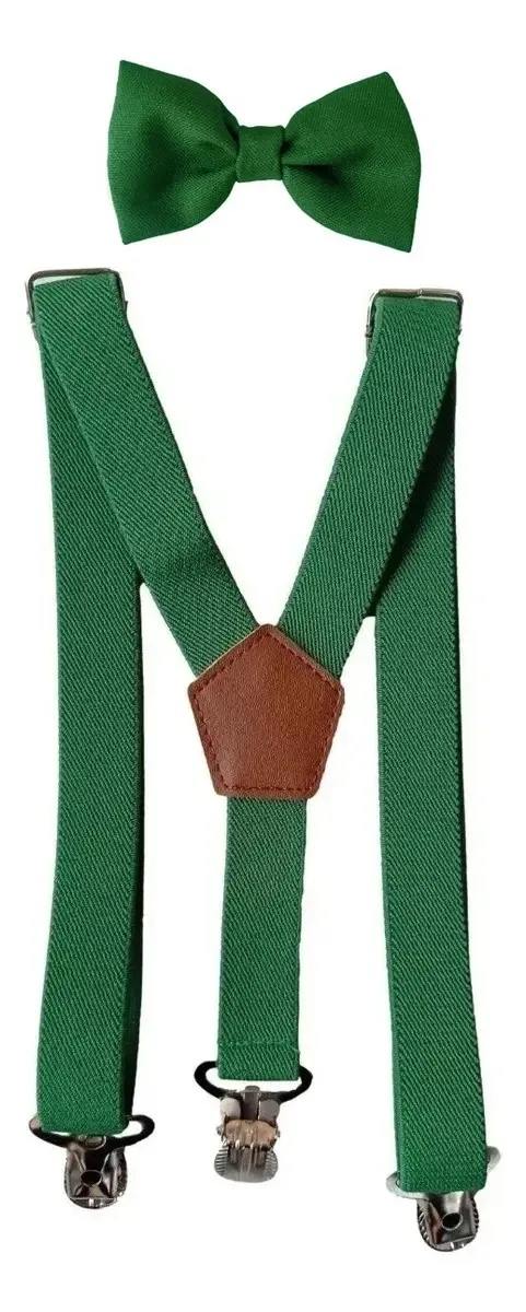 Kit Suspensório E Gravata Infantil Atacado Cor Verde-bandeira