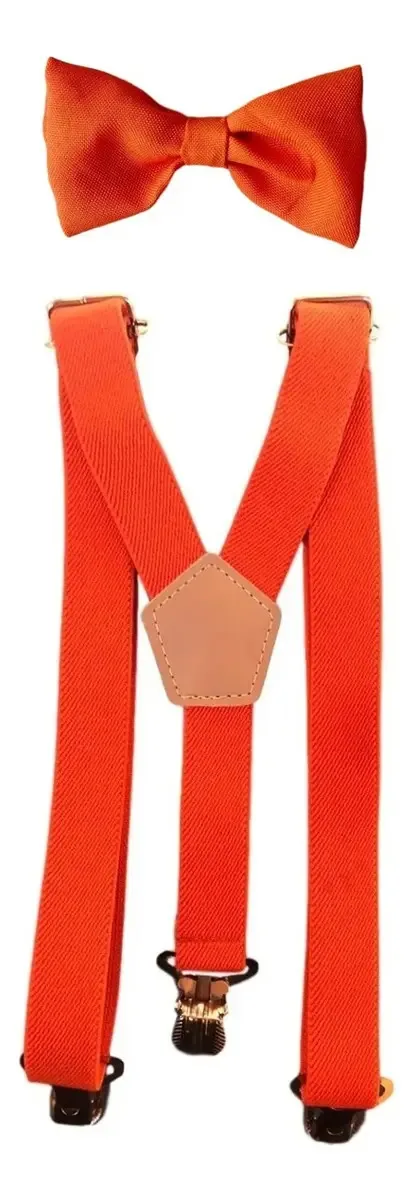Kit Suspensório E Gravata Infantil Atacado Cor Laranja