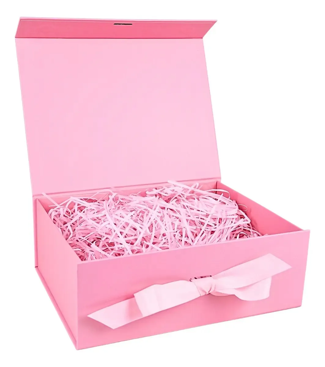 Caixa de presente com tampa rosa premium