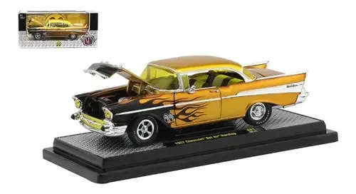 Miniatura Chevrolet Bel Air 1957 1:24 Amarelo Metal M2 Machines