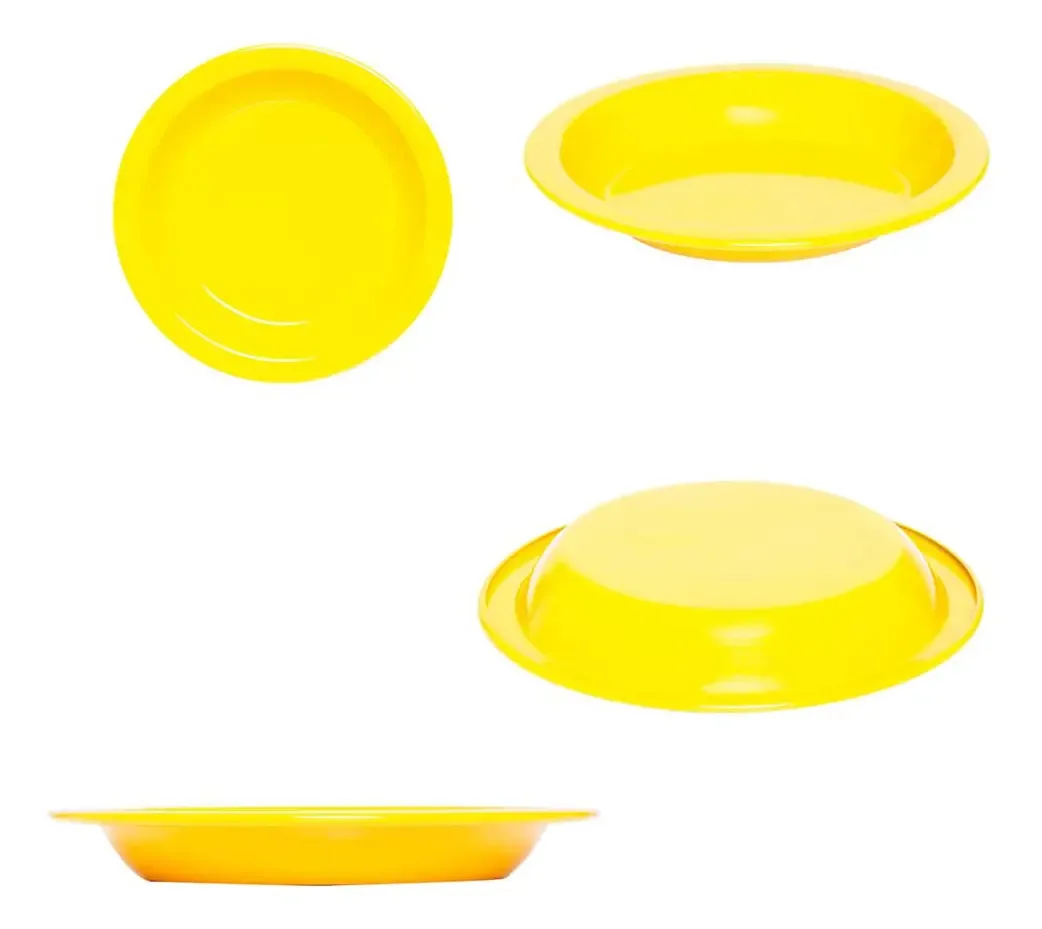 Kit 10 Pratos De Alumínio Amarelo Para Servir Hamburguer