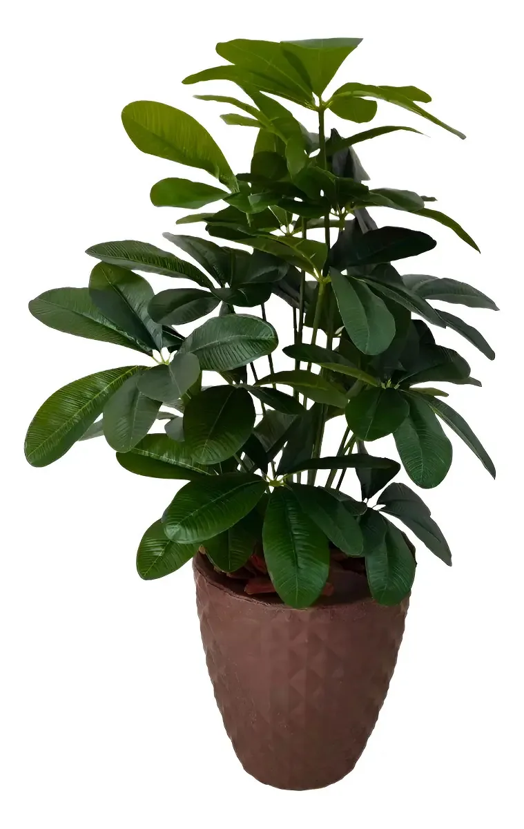 Planta Artificial Schefflera Grande 80cm com Vaso Decorativo kkia