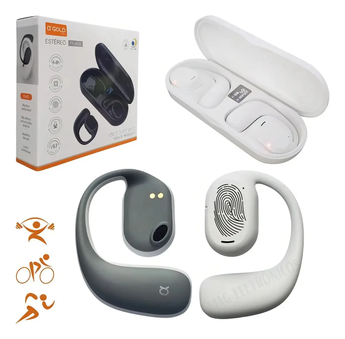 Fone Ouvido Bluetooth Esportivo Gancho Corrida Treinos E
