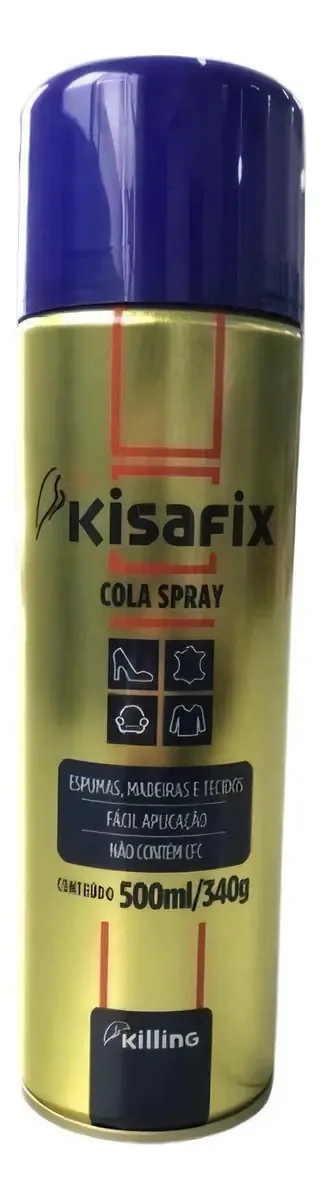 Cola Spray Contato Kisafix 340g Para Madeira, Espuma e Carpetes