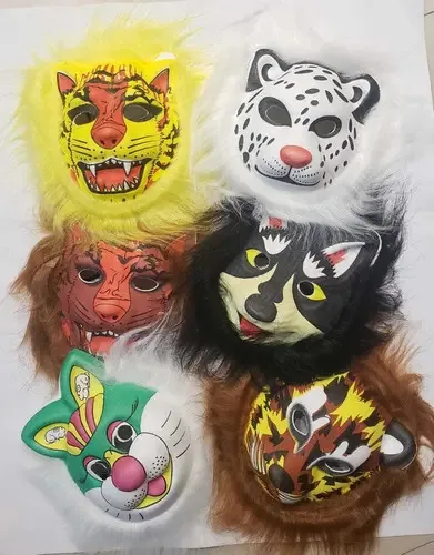 Mascaras Animais Com Pelinho Em Eva Com Estampa Variada Cor Coelho