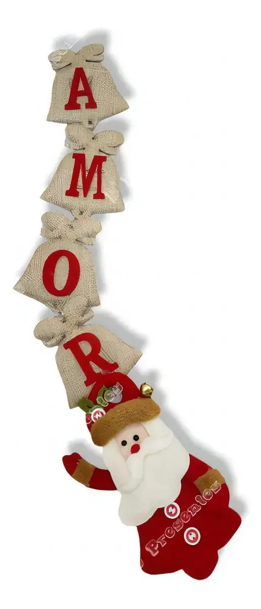Enfeite De Porta Sino Com Palavra Decorativo Natalino 47cm Cor Amor