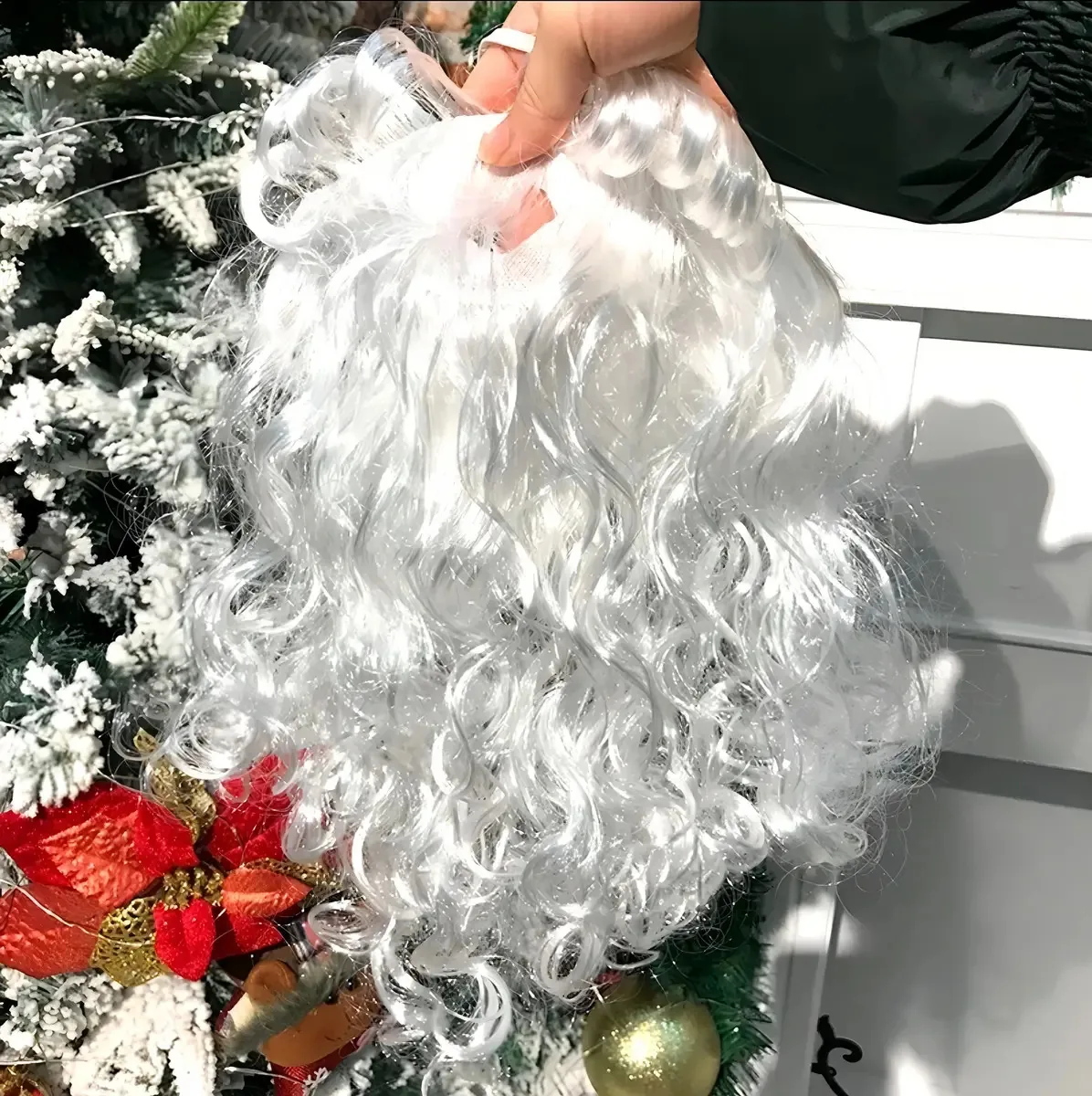 Barba Papai Noel Branco Poliéster D'presentes 40cm Fantasia
